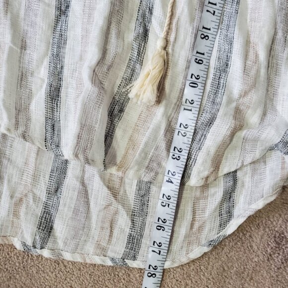 4our Dreamers Linen Tassel Stripes Nautical Beach Coastal Boho Blouse M - Picture 4 of 8